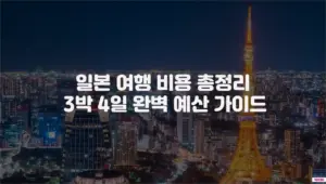 일본 여행 비용 총정리: 3박 4일 완벽 예산 가이드